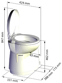 C250 cwe Cassette Toilet measurements
