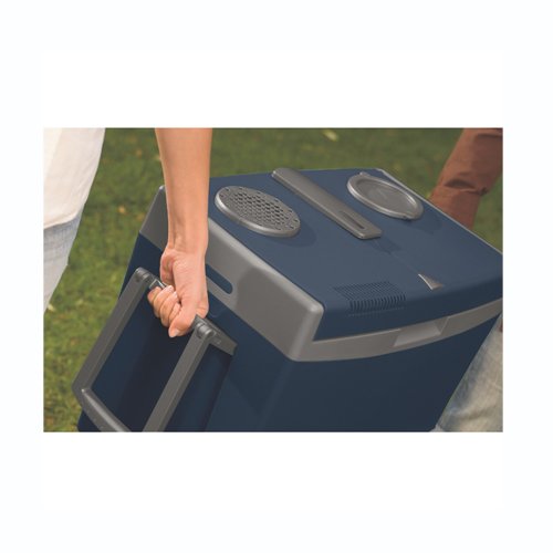 The Waeco W35 camping cool box adjustable carry handle.