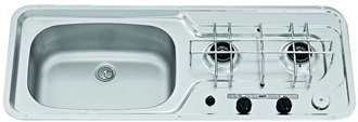 The SMEV MO911 - 2 Burner Cooker Hob with Sink this image shows the left hand version