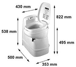 thetford C200 CS toilet dimensions