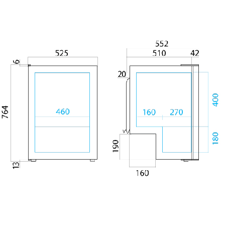 Vitrifrigo C115i dimensions