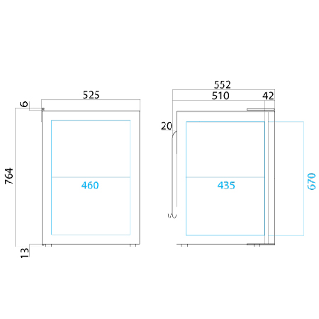 Vitrifrigo C130l dimensions