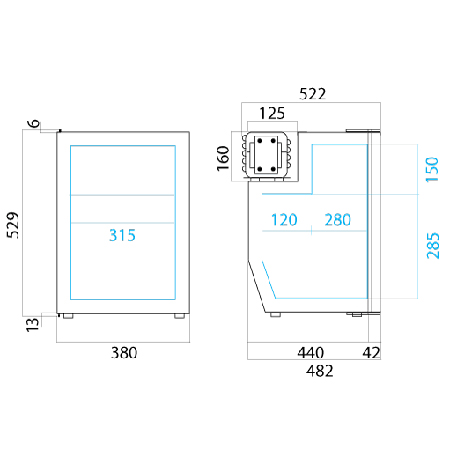 Vitrifrigo C51i dimensions