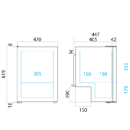 Vitrifrigo C60i dimensions