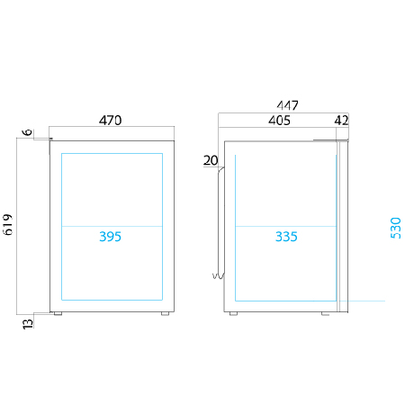 Vitrifrigo C75L dimensions