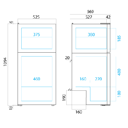 Vitrifrigo DP150i dimensions