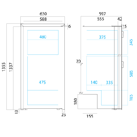 vitrifrigo DP2600i dimensions