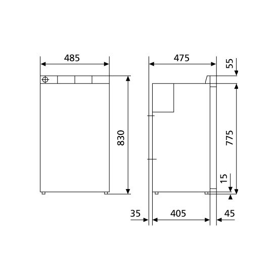 Dometic Waeco Coolmatic MDC-90 Caravan Marine and Motorhome Fridge dimensions