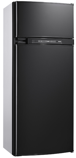 Black front view of the new Thetford N3175 campervan refrigerator but also for use in caravans and motorhomes